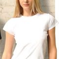 Koszulki bawełniane T-shirt białe damskie taliowane - zdjęcie 1