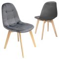 Krzesło welurowe drewniane nogi szare - zdjęcie 1