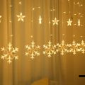 Lampki świąteczne płatki śnieżynki 138LED gwiazdki - zdjęcie 2