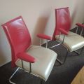Krzesła skórzane 4 sztuki - chromowane nogi, meble biurowe używane - zdjęcie 3