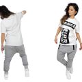 Koszulka luźna biała bawełniana Hip Hop z dużym nadrukiem - zdjęcie 3