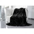 Koc narzuta na łóżko sztuczne futro RABBIT 160x70cm kolor czarny - zdjęcie 1