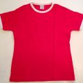 Koszulki bawełniane T-shirt czerwone z białymi lamówkami - zdjęcie 1