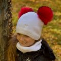 Komplety jesień/zima czapka z dwoma pomponami + komin  - polska produkcja - zdjęcie 1