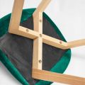 Krzesło welurowe drewniane nogi zielone - zdjęcie 3
