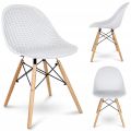 Krzesło skandynawskie nowoczesne z drewnianymi nogami białe