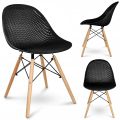 Krzesło skandynawskie nowoczesne z drewnianymi nogami czarne