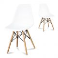 Krzesło białe typ skandynawskie, na drewnianych nogach - zdjęcie 3