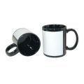 Kubek ceramiczny czarny z białą ramką do nadruków  - zdjęcie 2