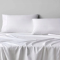 Prześcieradło hotelowe adamaszek bawełniane białe 140x200 cm - zdjęcie 3