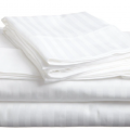Prześcieradło hotelowe adamaszek bawełniane białe 140x200 cm - zdjęcie 1