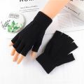 Rękawiczki bez palców mitenki damskie męskie czarne ciepłe na zimę - zdjęcie 1