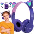 Słuchawki dla dzieci bluetooth kocie uszy kot led rgb nauszne mikrofon
