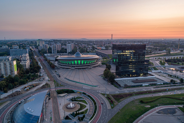 Panorama Katowic z widokiem na Spodek